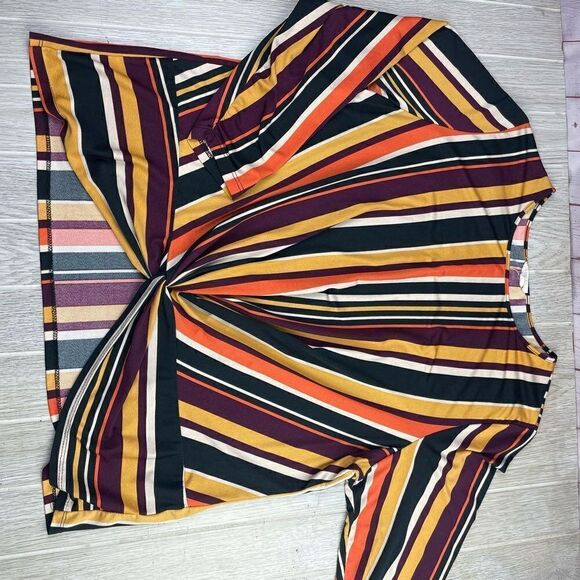 Como Blue. Women’s Multicolor Striped Front Knot Long Sleeve Blouse 2X - Picture 3 of 12